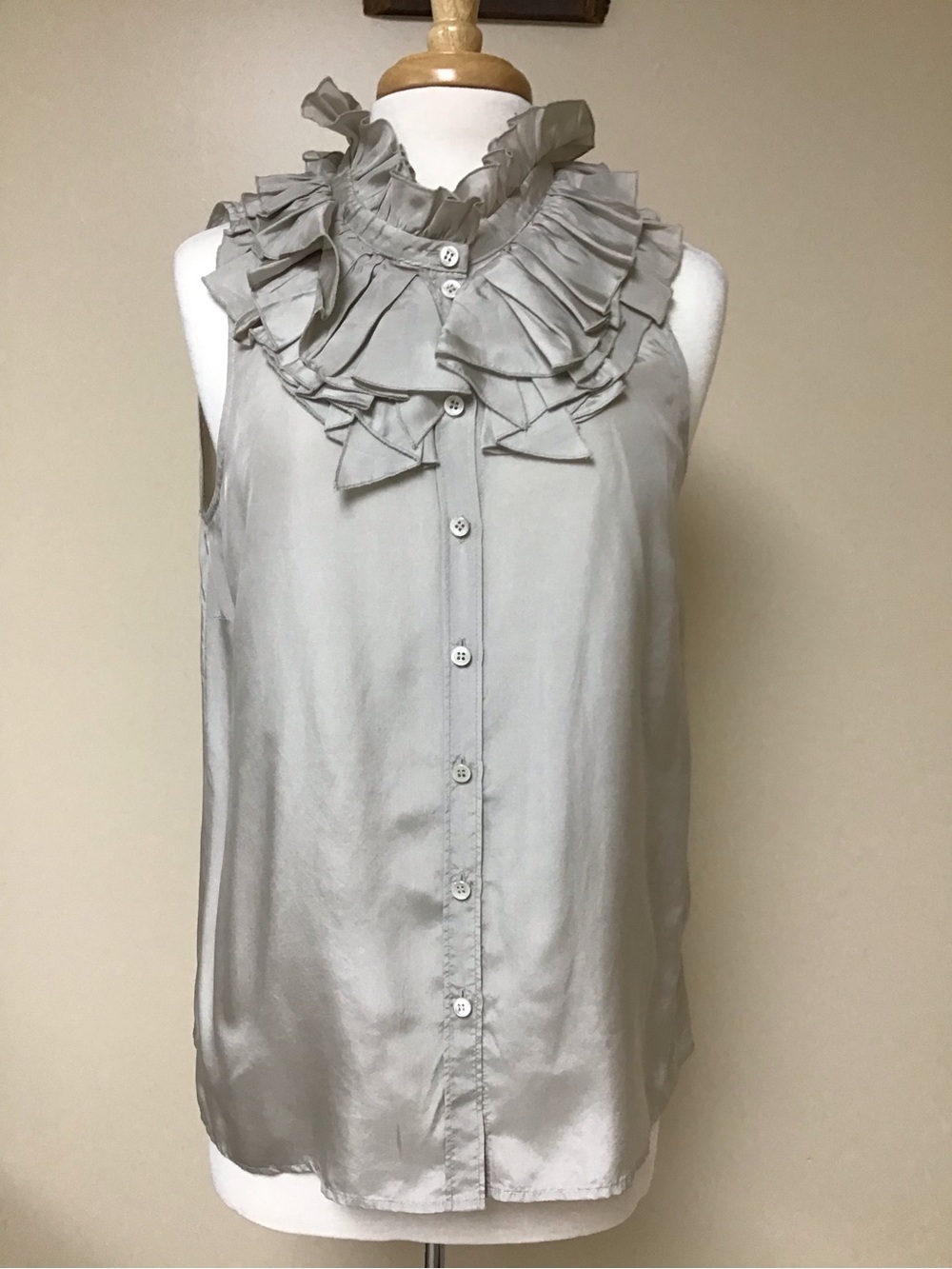 J. Crew 100% Silk Sleeveless Blouse with Statement Collar